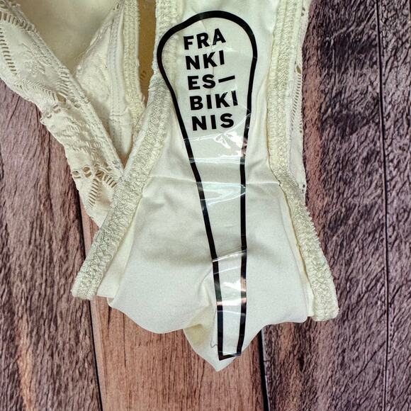 Frankie's Bikinis Swimsuit One Piece Juliet Cheeky Cream XS Lace Trim Jacquard - Picture 8 of 8